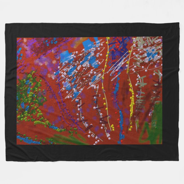 Scribbled Flowers Graffiti  Fleece Blanket (Front (Horizontal))