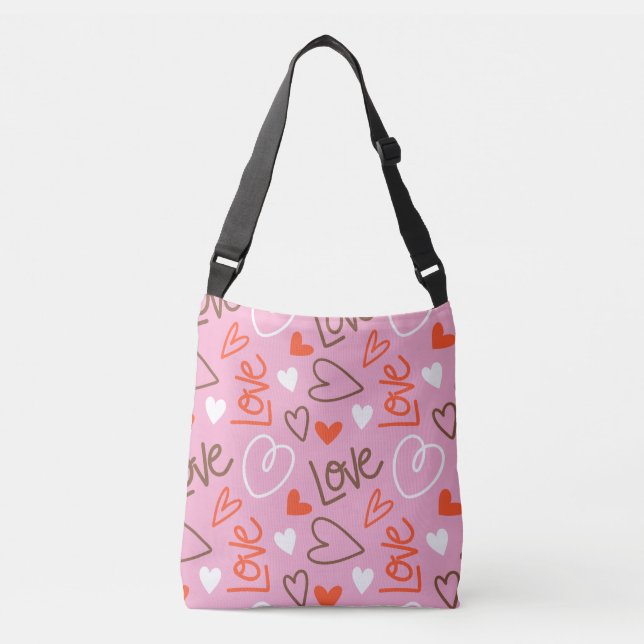 Scribbled Love Hearts Crossbody Bag (Front)