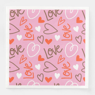 Scribbled Love Hearts Paper Napkin