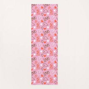 Scribbled Love Hearts Yoga Mat