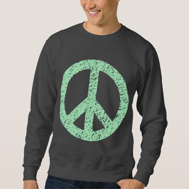Scribbled Peace Symbol - Ghost Green Sweatshirt (Front)