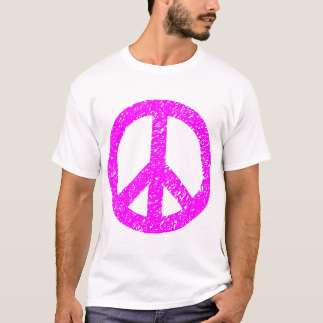 Scribbled Peace Symbol - Magenta T-Shirt (Front)
