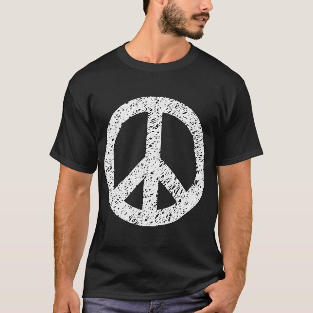 Scribbled Peace Symbol - White T-Shirt (Front)