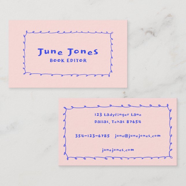 Scribbled Pencil Loops Doodle Handmade Whimsical  Business Card (Front/Back)