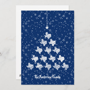Scribbled Texas Christmas Tree on Blue Holiday Card