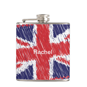 Scribbled Union Flag Hip Flask