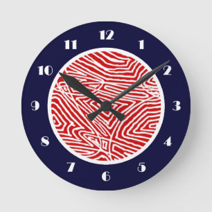 Scribbleprint Red Round Clock