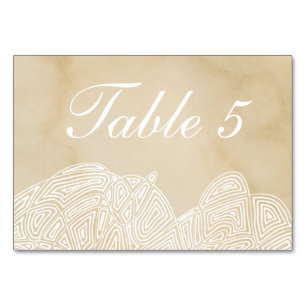 Scribbleprint Waves on Parchment Table Number