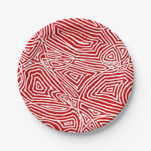 Scribbleprints Red Paper Plate (Front)