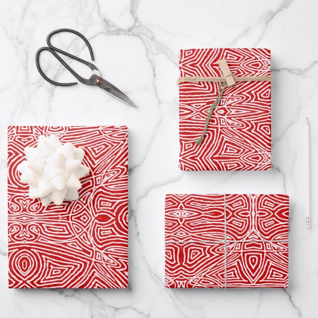 Scribbleprints Red Wrapping Paper Sheet (Front)