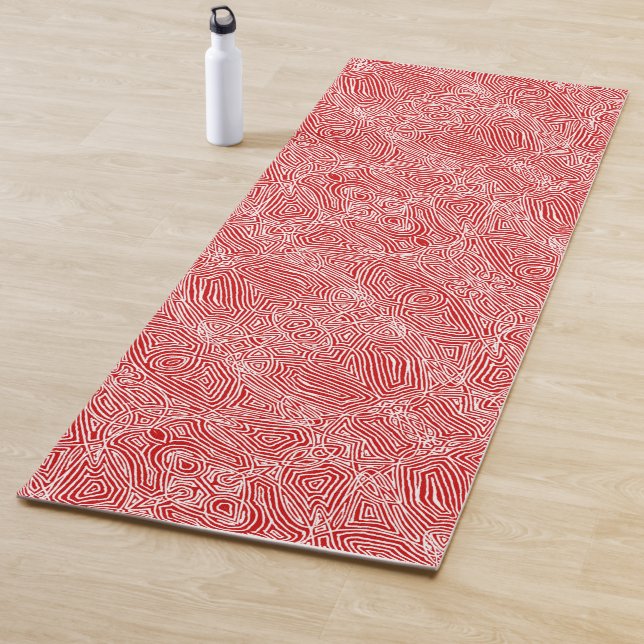 Scribbleprints Red Yoga Mat (In Situ)