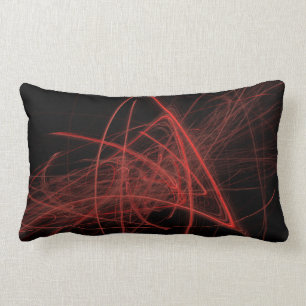 Scribbles- Red On Black Lumbar Cushion