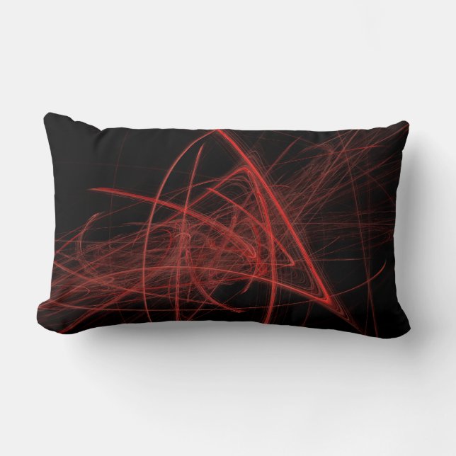 Scribbles- Red On Black Lumbar Cushion (Front)