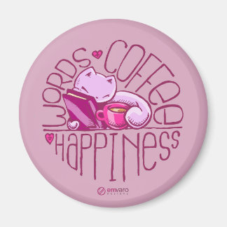 Scribbles: Words. Coffee. Happiness. (pink) Magnet