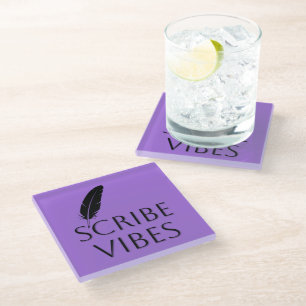 Scribe Vibes Purple Writers Authors Poets Glass Coaster