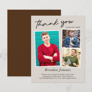 Script 3 Photo Graduation Thank You Card