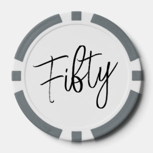 Script 50th Birthday Poker Chips