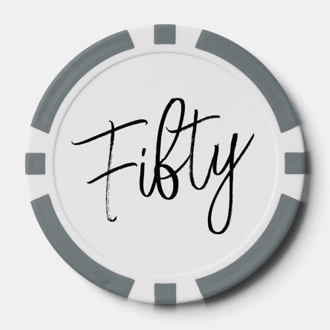 Script 50th Birthday Poker Chips (Front)