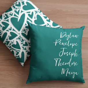 Script 5 Name Family Keepsake Heart Cushion