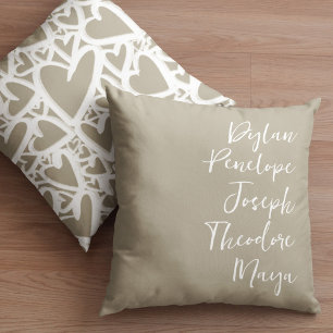 Script 5 Name Family Keepsake Heart Cushion