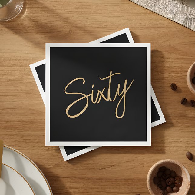 Script 60th Birthday Black Napkin (Creator Uploaded)