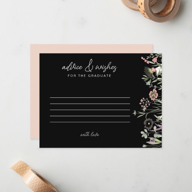 Script Advice & Wishes Graduate Wildflower Black Card (Front/Back In Situ)