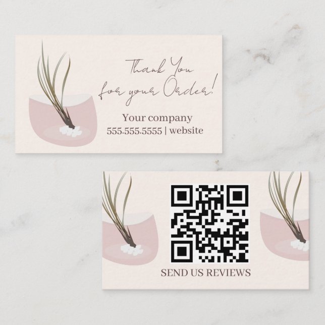 Script Air Plant Thank You Business Card (Front/Back)