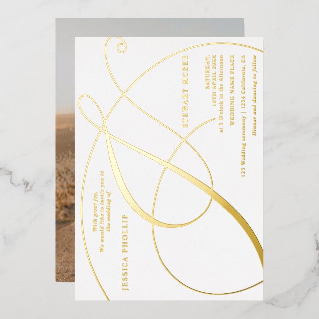 Script ampersand photo calligraphy wedding (Front/Back)