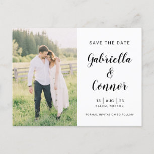Script and Photo Simple Wedding Save the Date Postcard