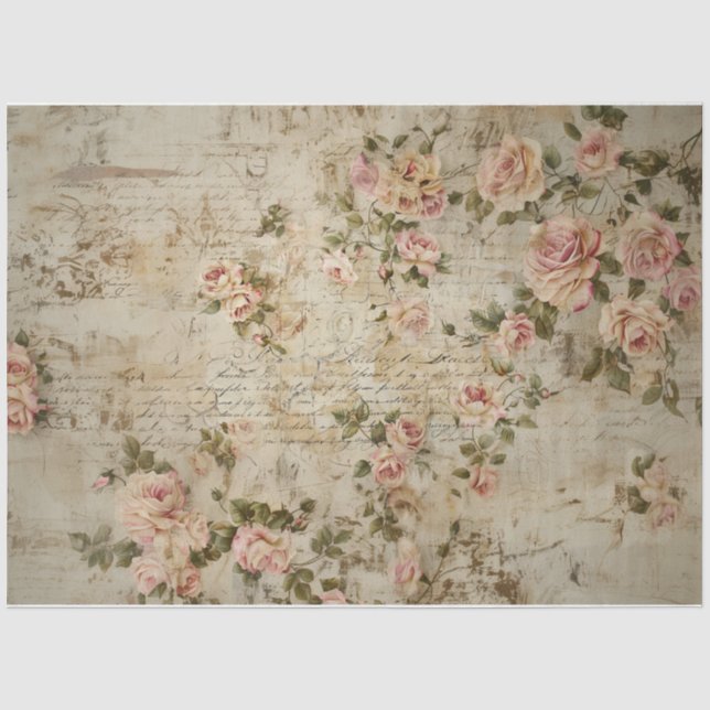 Script and Roses Tissue Paper (Front)