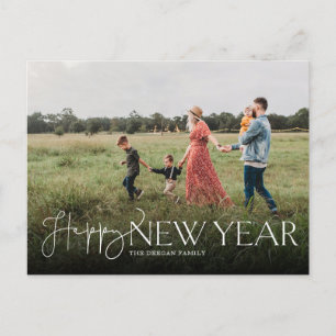 Script and Sans Flat New Years postcard