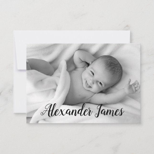 Script Baby Name Birth Announcement Photo (Front)