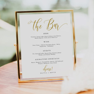 Script Bar Menu Sign, Bar Menu Wedding  Poster