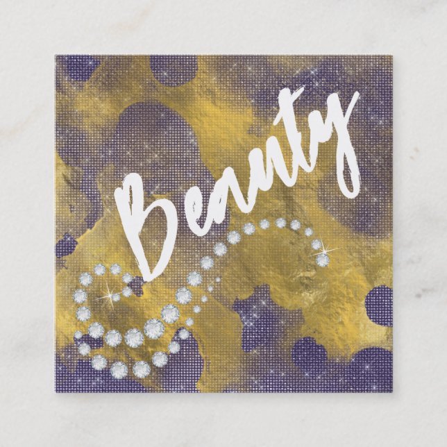 *~* Script BEAUTY Purple Gold Foil  Business Card (Front)