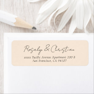 Script Beige Return Address Label