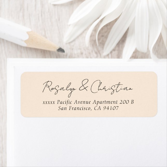 Script Beige Return Address Label (Insitu)