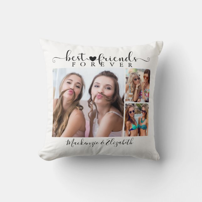 Script Best Friends Forever 3 Photo Names Cushion (Front)