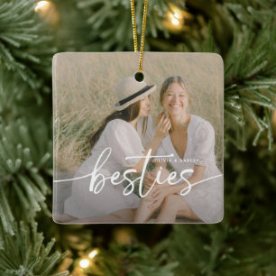 Script Besties 2x Photo Personalised Ceramic Ornament