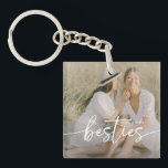 Script Besties 2x Photo Personalized Key Ring<br><div class="desc">Are you lucky enough to have a best friend - Then show them just how much they mean to you with this stylish 'Best Friends' keychain. Featuring 2 square photographs of your choice one on the front and the other on the reverse, which you can easily download from your phone...</div>