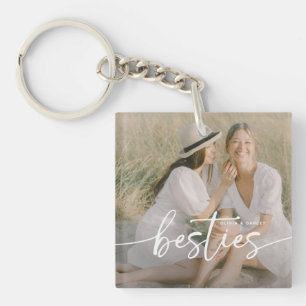 Script Besties 2x Photo Personalized Key Ring