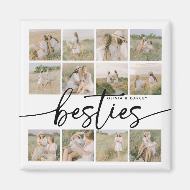 Script Besties Photo Collage Personalised Magnet (Front)