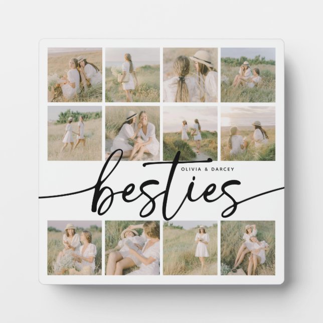 Script Besties Photo Collage Personalised Plaque (Front)