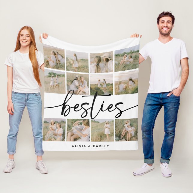 Script Besties Photo Collage Personalized Fleece Blanket (In Situ)