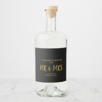 Script Black and Gold Elegant Mr & Mrs. Wedding