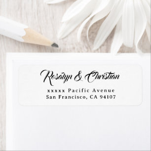 Script Black and White Return Address Label