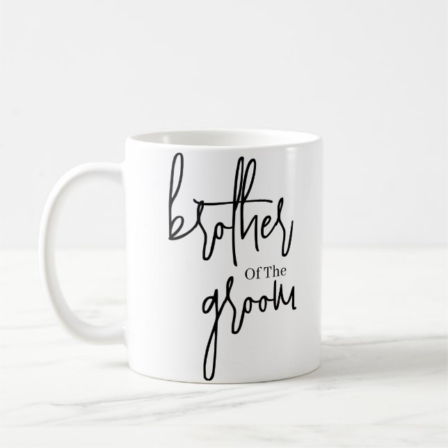 Script Black brother of the groom wedding  Coffee Mug (Left)