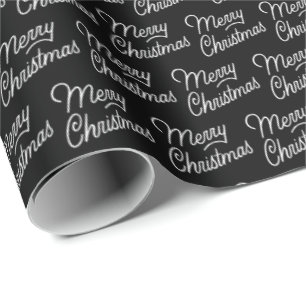 Script Black Christmas Wrapping Paper