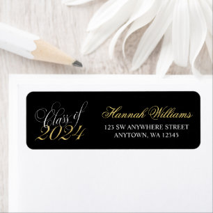 Script Black Gold 2024 Graduation Return Address Return Address Label