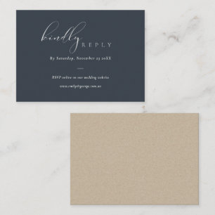 Script Black Navy Online Wedding Website RSVP Enclosure Card