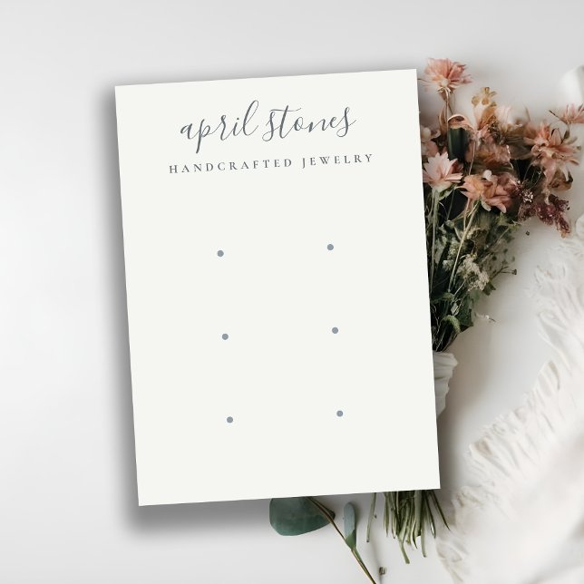 Script Black White 3 Earring Display QR Code Business Card (Creator Uploaded)